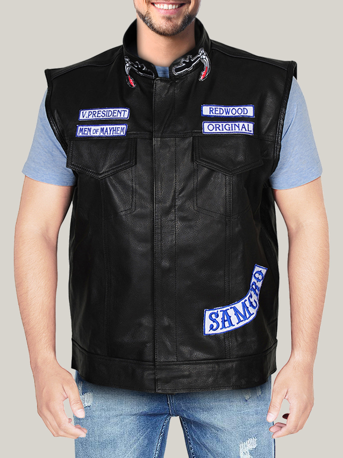 Black Terrific Bikers Leather Vest For Men