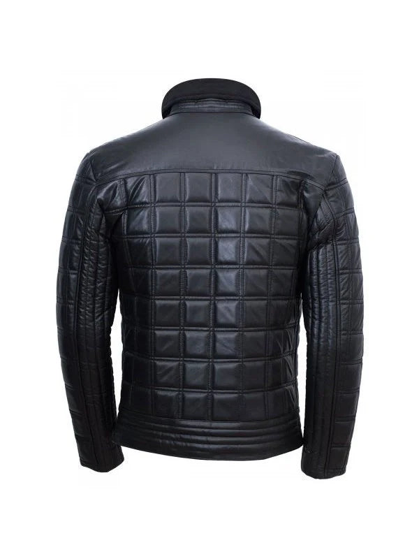 Men’s Trimmed Black Quilted Leather Jacket