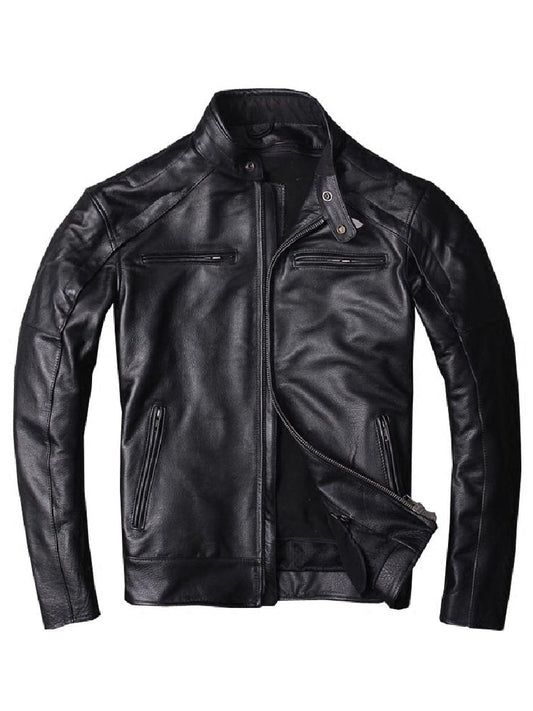 Men’s Black Classic Biker Vintage Leather Jacket