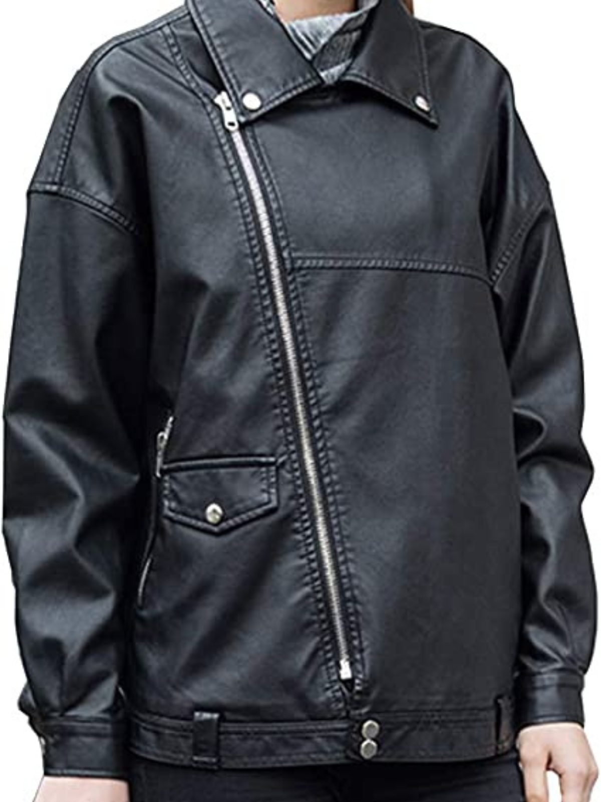 Women's Faux Leather Black Motorcycle Jacket