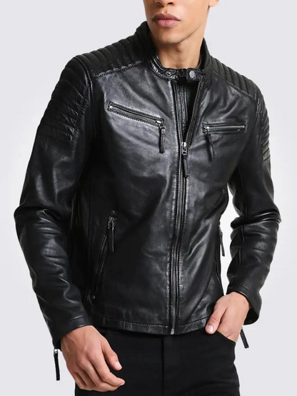 Men’s Quilted Black Leather Jacket