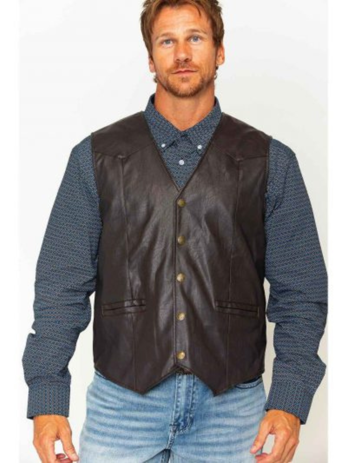 Black Men Real Leather Vest