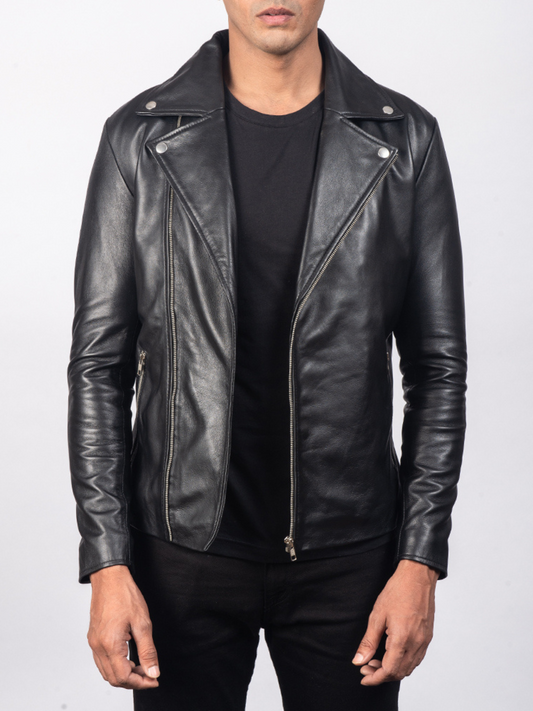 Men Black Leather Biker Jacket