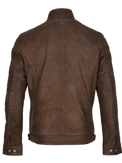 Mens Wansfell Brown Distressed Leather Jacket