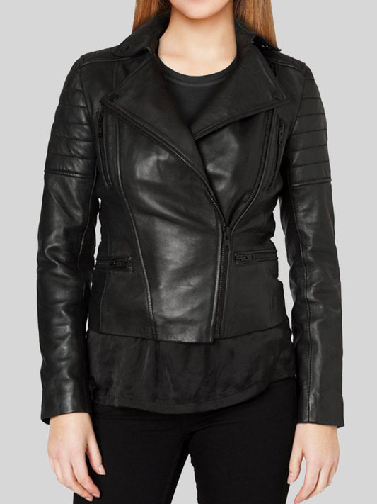 Black Women Biker Leather Jacket