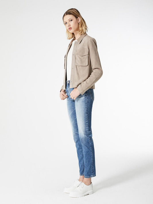 Women Grey Button Closer Cotton Jacket - Frozva.com