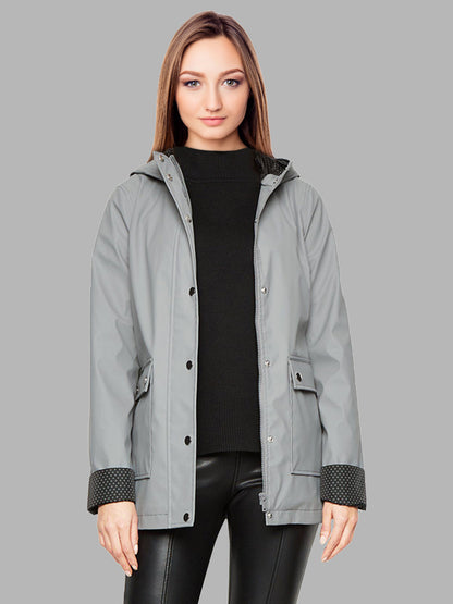 Women Grey Spot Lined Mac Cotton Jacket