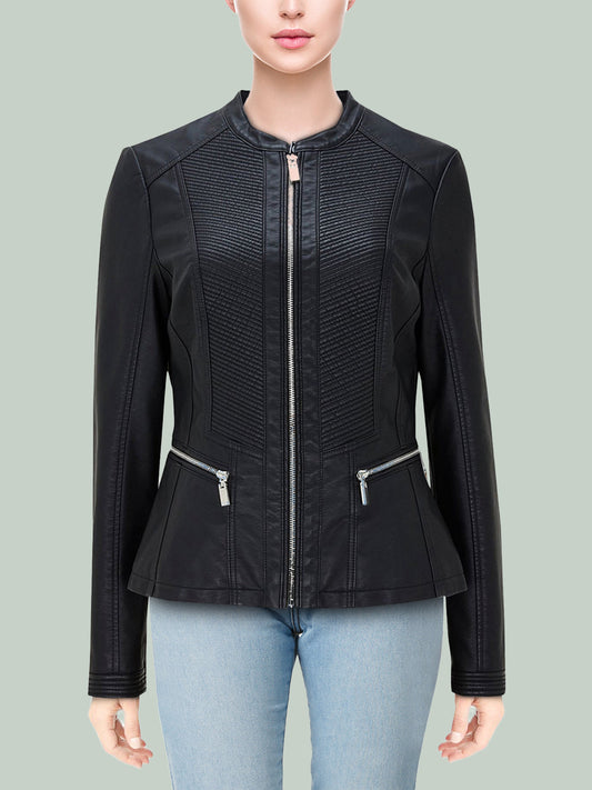 Women's Black Faux Leather Jacket