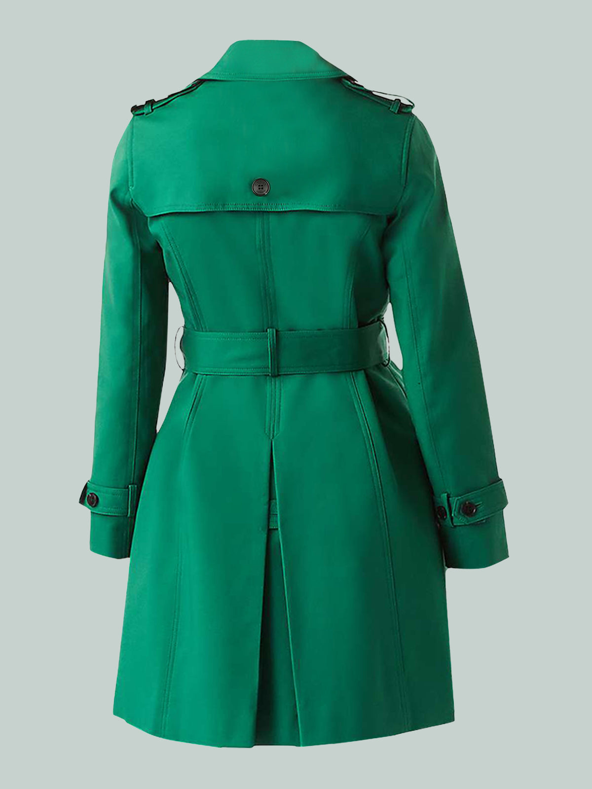 Women's Green Petite Trench Coat