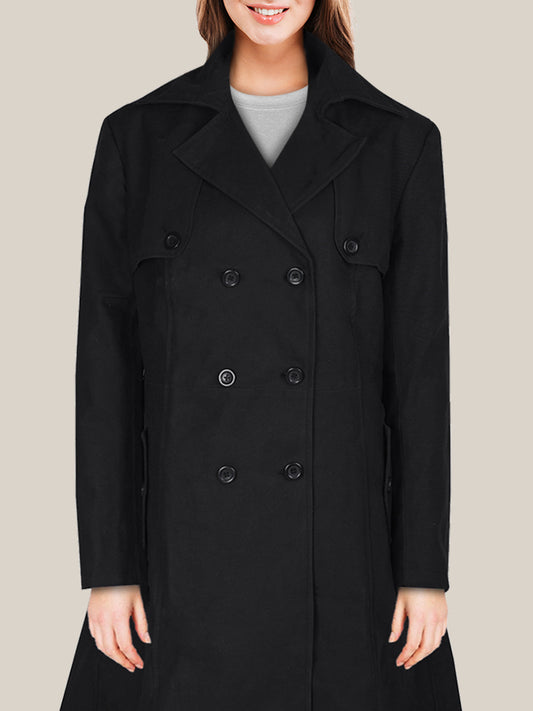 Women’s Lavish Pitch Black Cotton Trench Coat