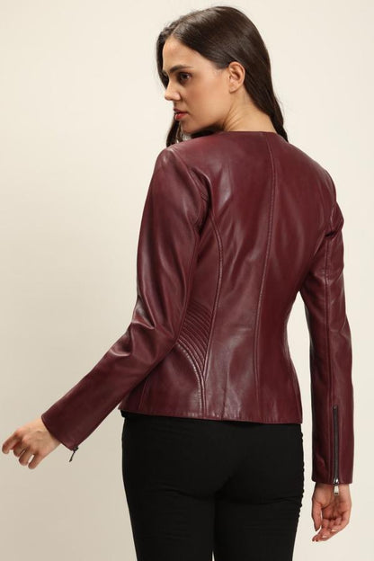 Blazer Cut Dark Brown Leather Jacket For Women – Frozva