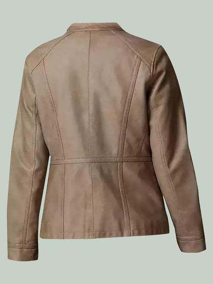 Women's Brown Faux Leather Jacket