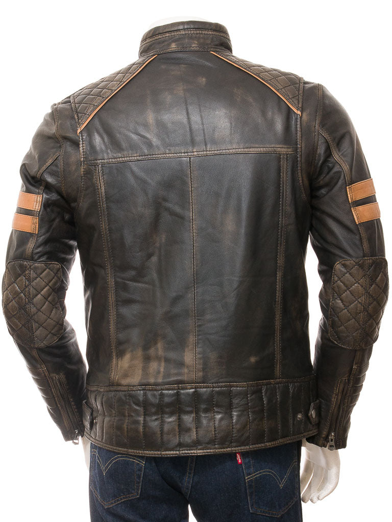 MEN'S PREMIUM QUALITY VINTAGE LEATHER BIKER JACKET