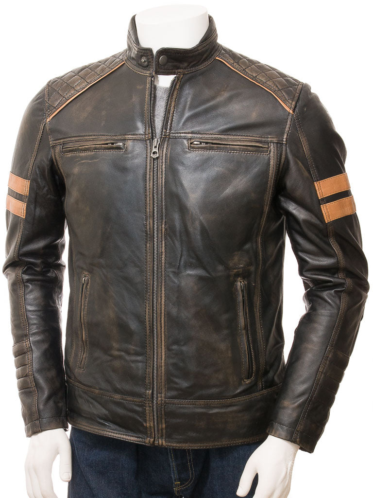 MEN'S PREMIUM QUALITY VINTAGE LEATHER BIKER JACKET