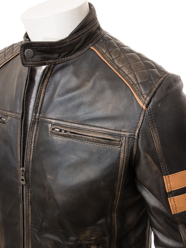 MEN'S PREMIUM QUALITY VINTAGE LEATHER BIKER JACKET