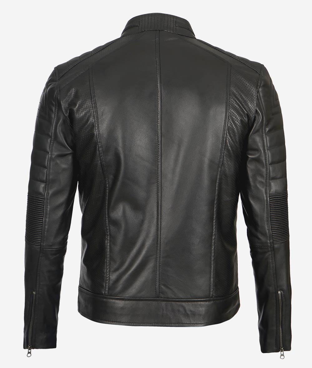 Mens Black Cafe Racer Leather Jacket