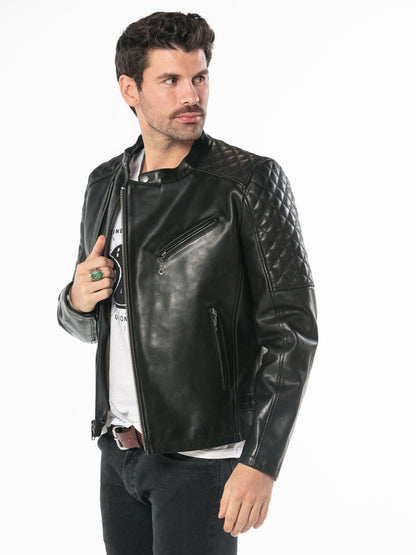 Men's Black Leather Moto Jacket – Frozva