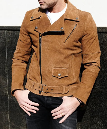 Men's Genuine Brown Suede Leather Jacket