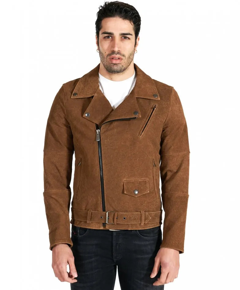 Men's Genuine Brown Suede Leather Jacket