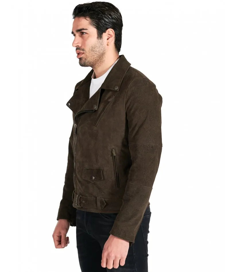 Genuine Brown Suede Leather Jacket for Men