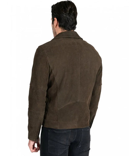 Genuine Brown Suede Leather Jacket for Men