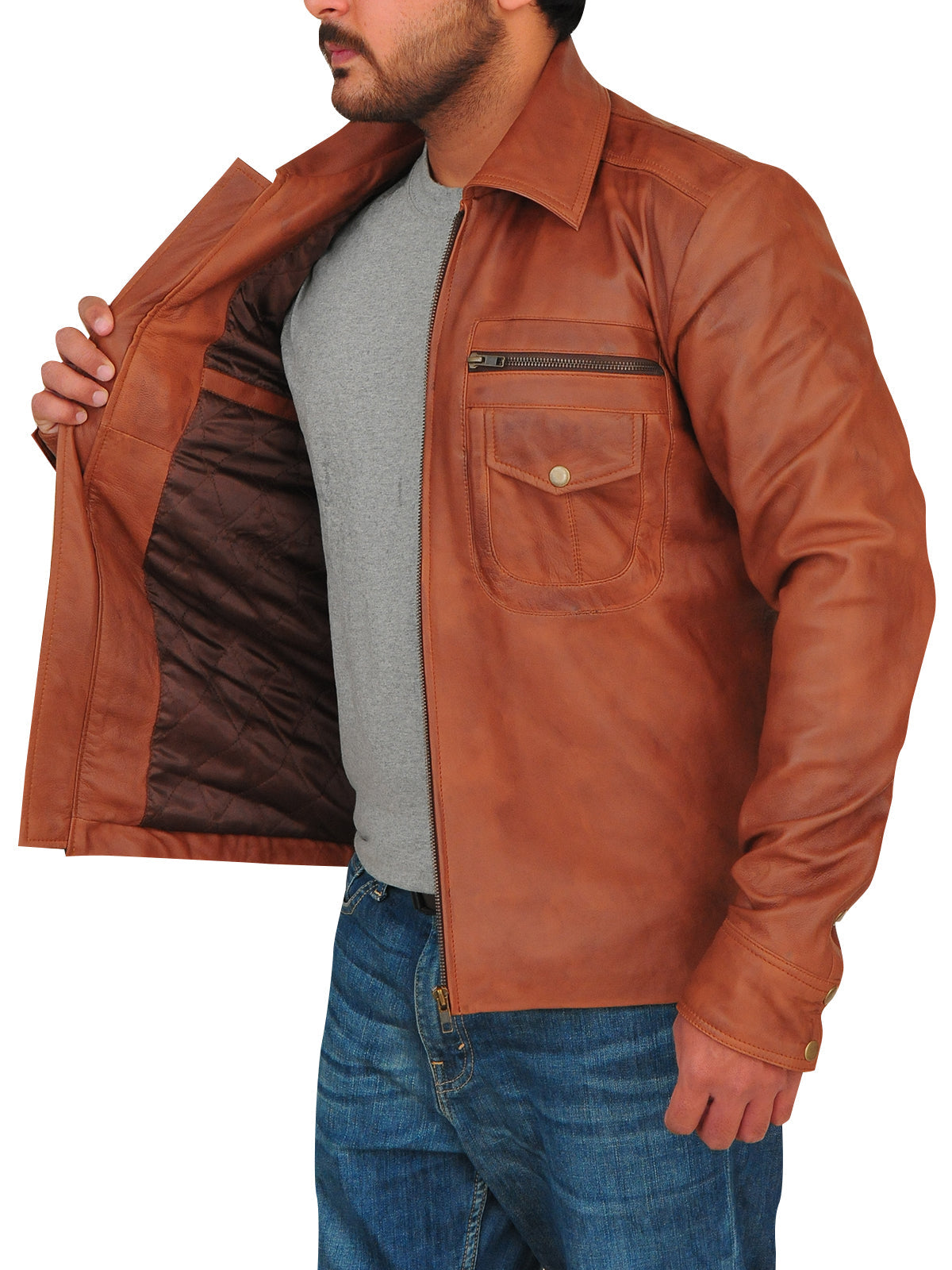 Vintage Brown Men Leather Jacket – Frozva