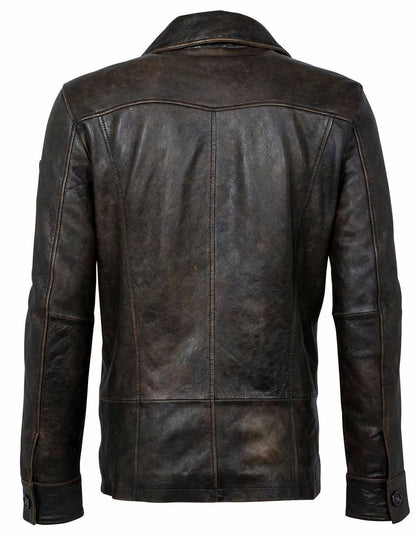 Men's Brown Leather Jacket - Frozva