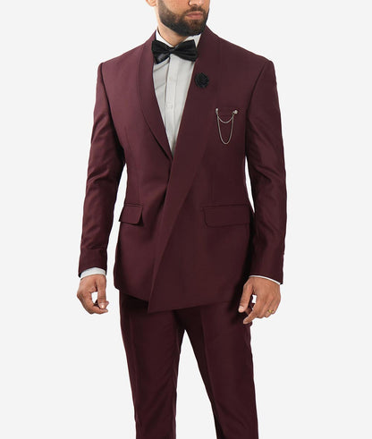 Mens Stanley Shawl Lapel Burgundy Suit