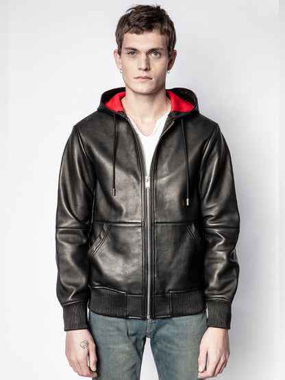 Mens Dashing Bark Black Bomber Hooded Jacket