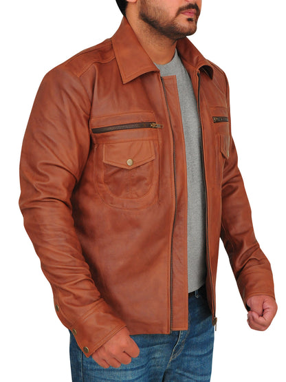 Vintage Brown Men Leather Jacket – Frozva