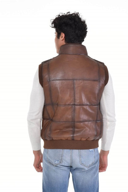 Brown Men's Genuine Leather Vest