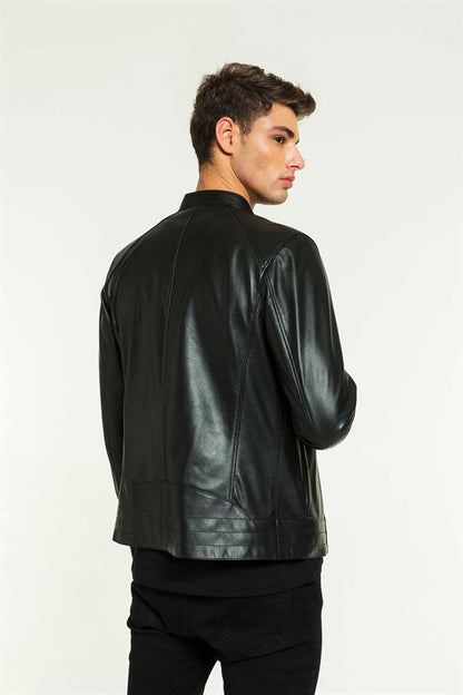 Sports Black Leather Jacket for Men - Frozva