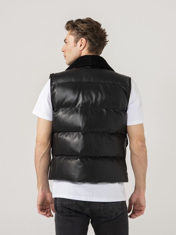 Real Leather Mens Black Vest