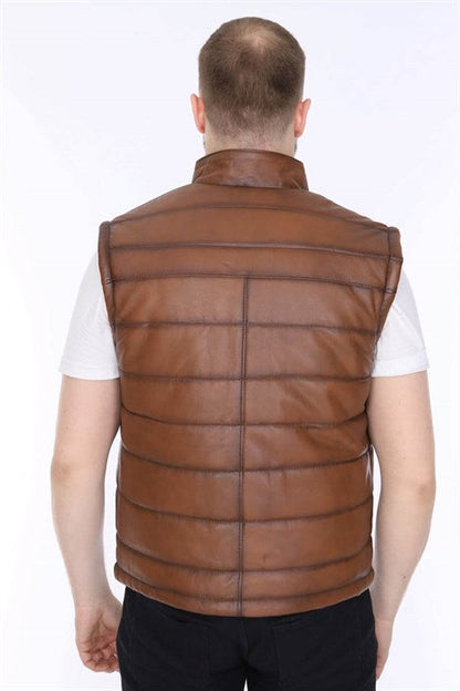 Men's Leather Vest Tan Color