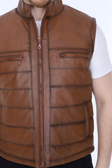 Men's Leather Vest Tan Color