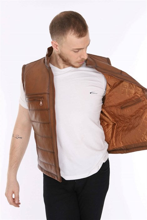 Men's Leather Vest Tan Color