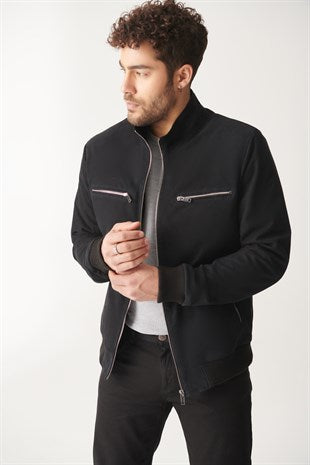 Men's Matt Black Suede Leather Jacket