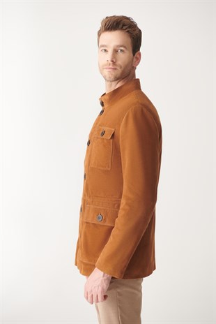 Men's TAN Long Length Suede Leather Jacket