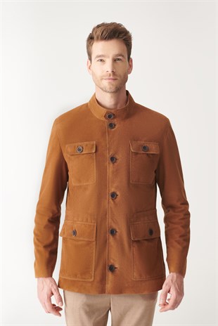 Men's TAN Long Length Suede Leather Jacket