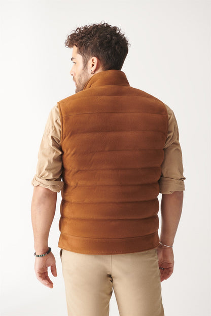 Men's Casual Tan Suede Leather Vest