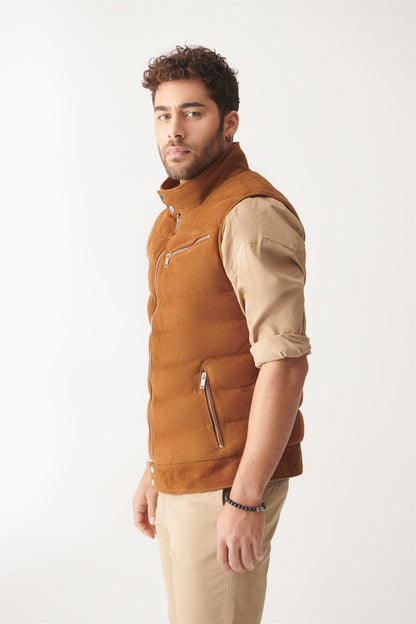 Men's Casual Tan Suede Leather Vest