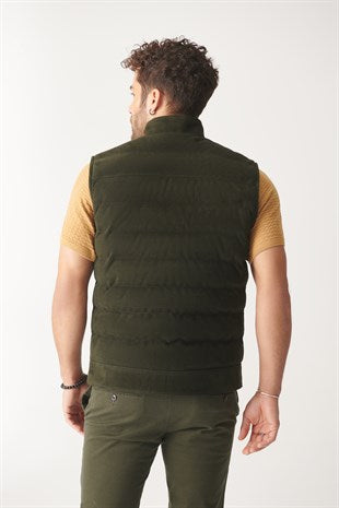 Men's Seaweed Green Suede Leather Vest