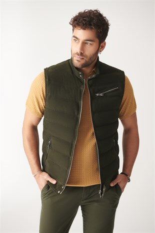 Men's Seaweed Green Suede Leather Vest