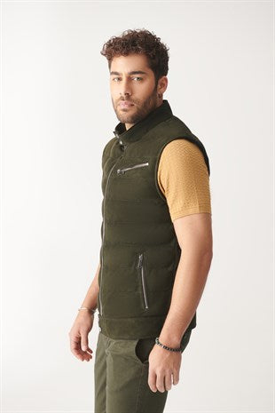 Men's Seaweed Green Suede Leather Vest