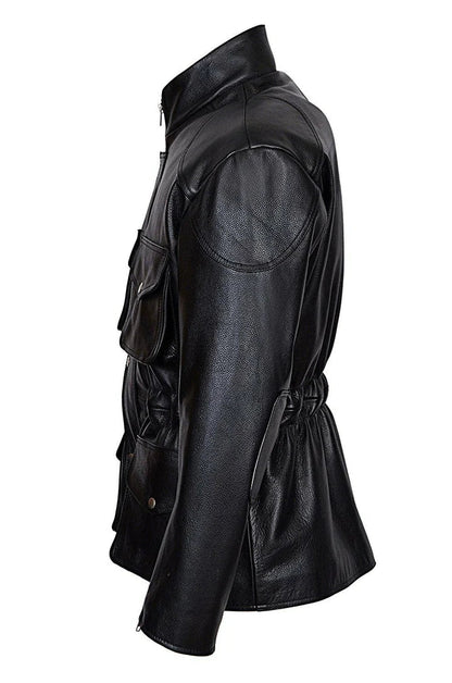 MEN CLASSIC STYLE BLACK LEATHER JACKET COAT