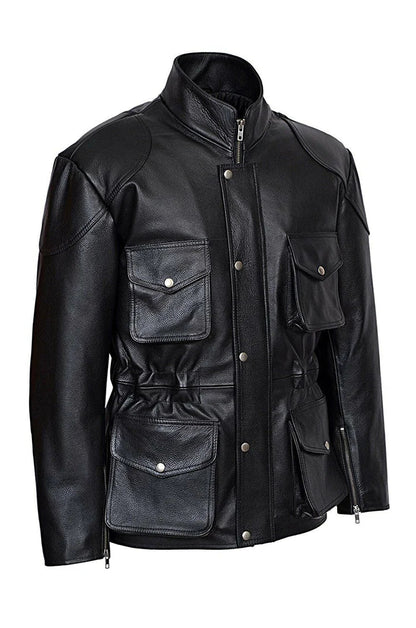 MEN CLASSIC STYLE BLACK LEATHER JACKET COAT