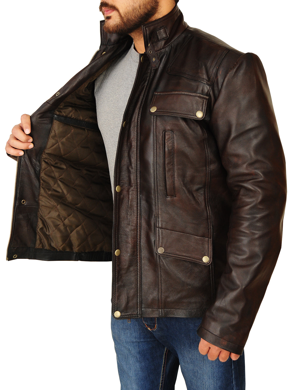 Mens Dark Brown Leather Jacket – Frozva