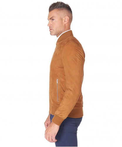 Men's Natural Tan Suede Leather Jacket