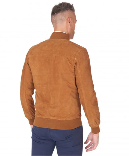 Men's Natural Tan Suede Leather Jacket