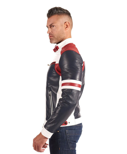 Men's Multi Color Biker Leather Jacket